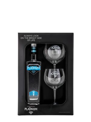 Estuche Vodka Pure Polish Platinvm + 2 Copas de Balón